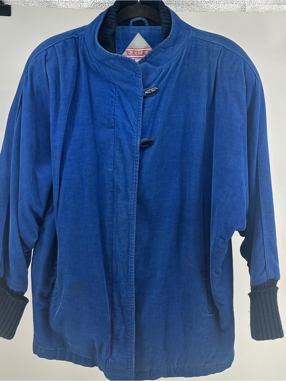 Vintage 80’s Women’s Large Royal Blue Corduroy Bomber Jacket Plaid Lining
